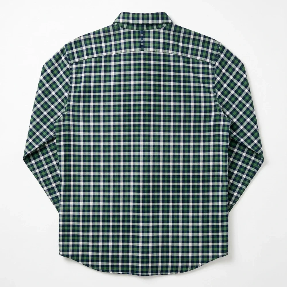 Banana Republic Luxe Flannel Shirt Mens XL Green Plaid Excellent Grant Fit